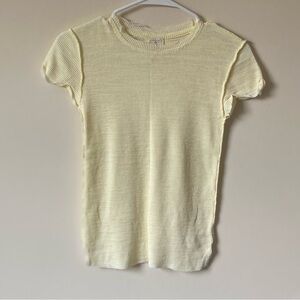 Free People We The Free Yellow Knit Waffle Top